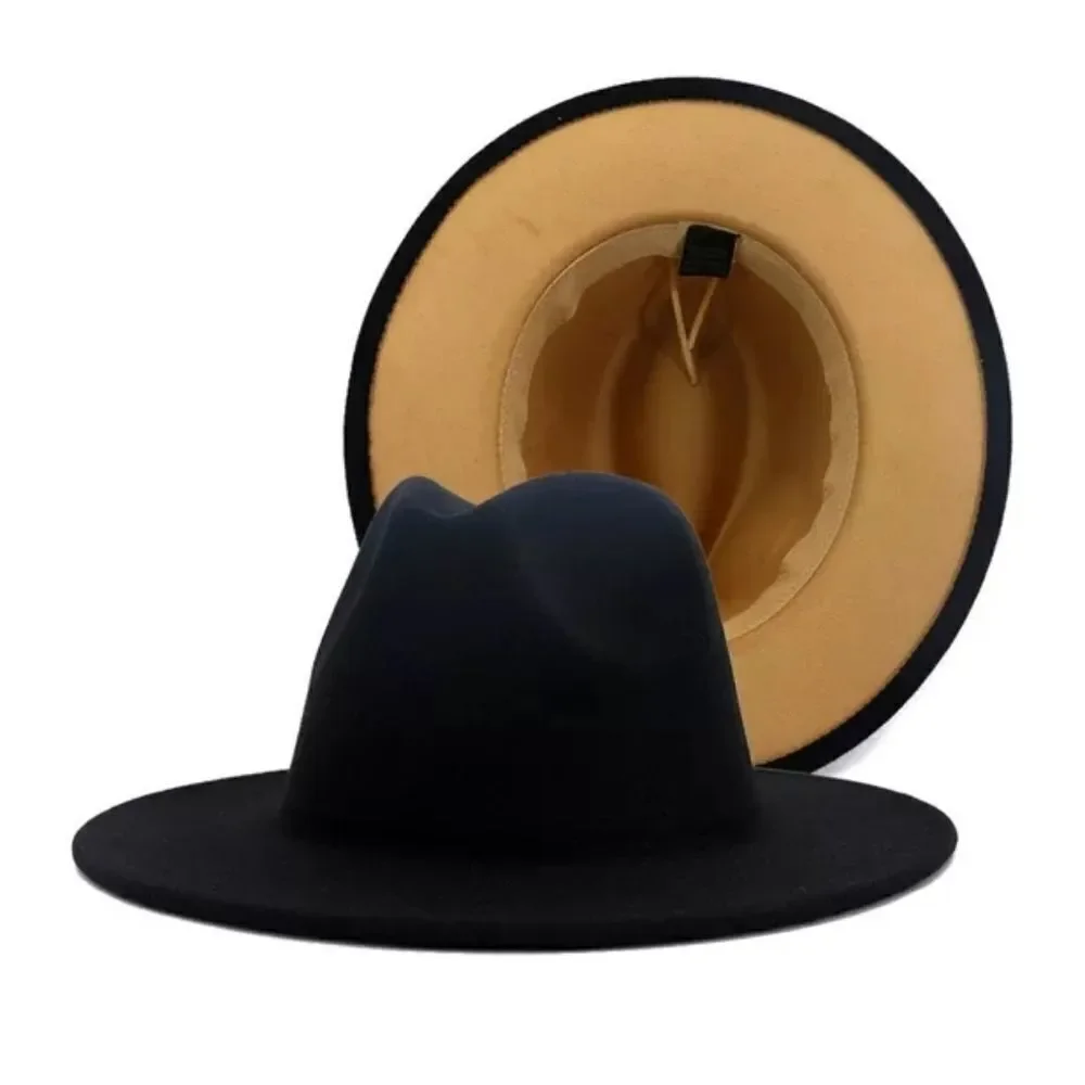Black with Caramel Base Fedora Hat